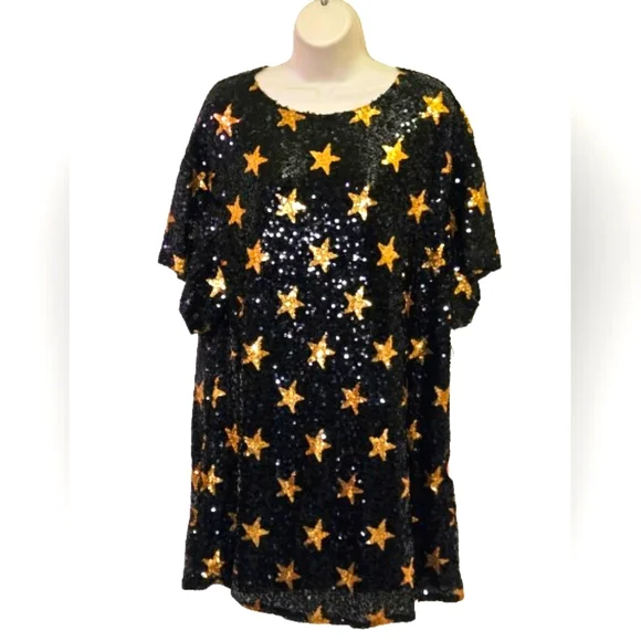 black gold evening dresses Black & Gold Starry Sequin Dress main image 1